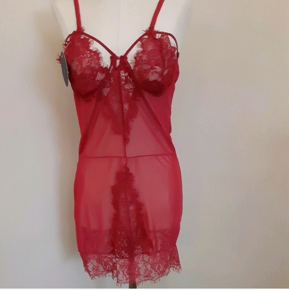 Fuchsia Underwire Lace Sleep Dress Sleepwear Intimate Lingerie.  Size XXL.